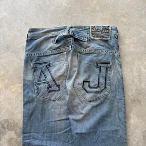 Aca Joe Buckle Back Japanese Style Straight Leg Embroidered Denim VTG Jeans 36